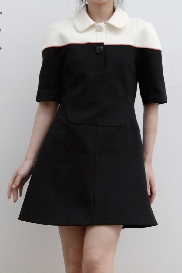 shushutong stitching A-type dress SS22DR08 white